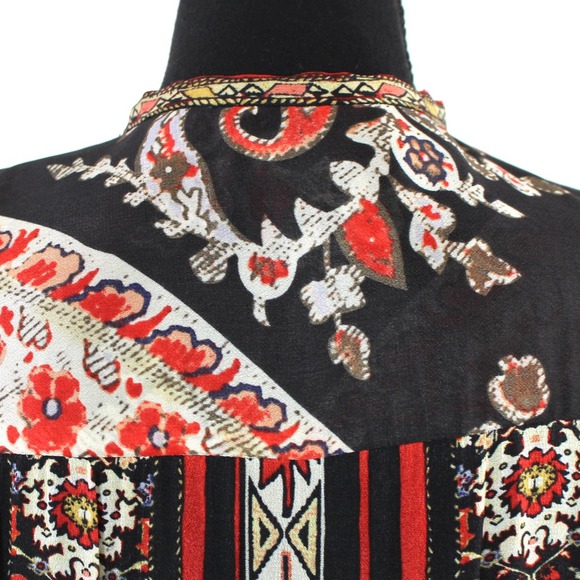 Isabel Marant Etoile Taylor Red Black Paisley Long Sleeve Romper 2 One Piece S - Picture 7 of 8